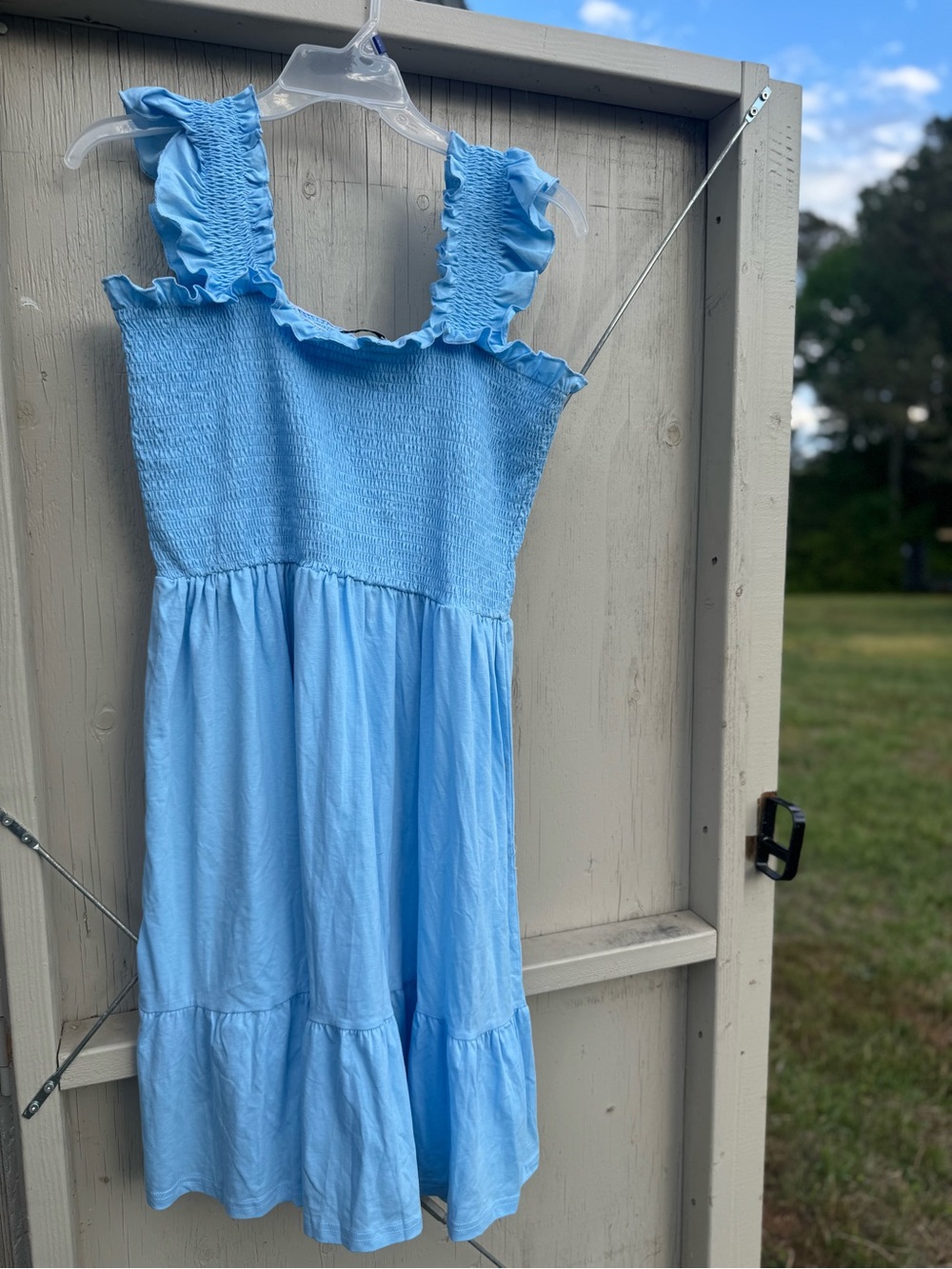 ' Light Blue Ruffled Strap Summer Dress - Picture 3 of 3
